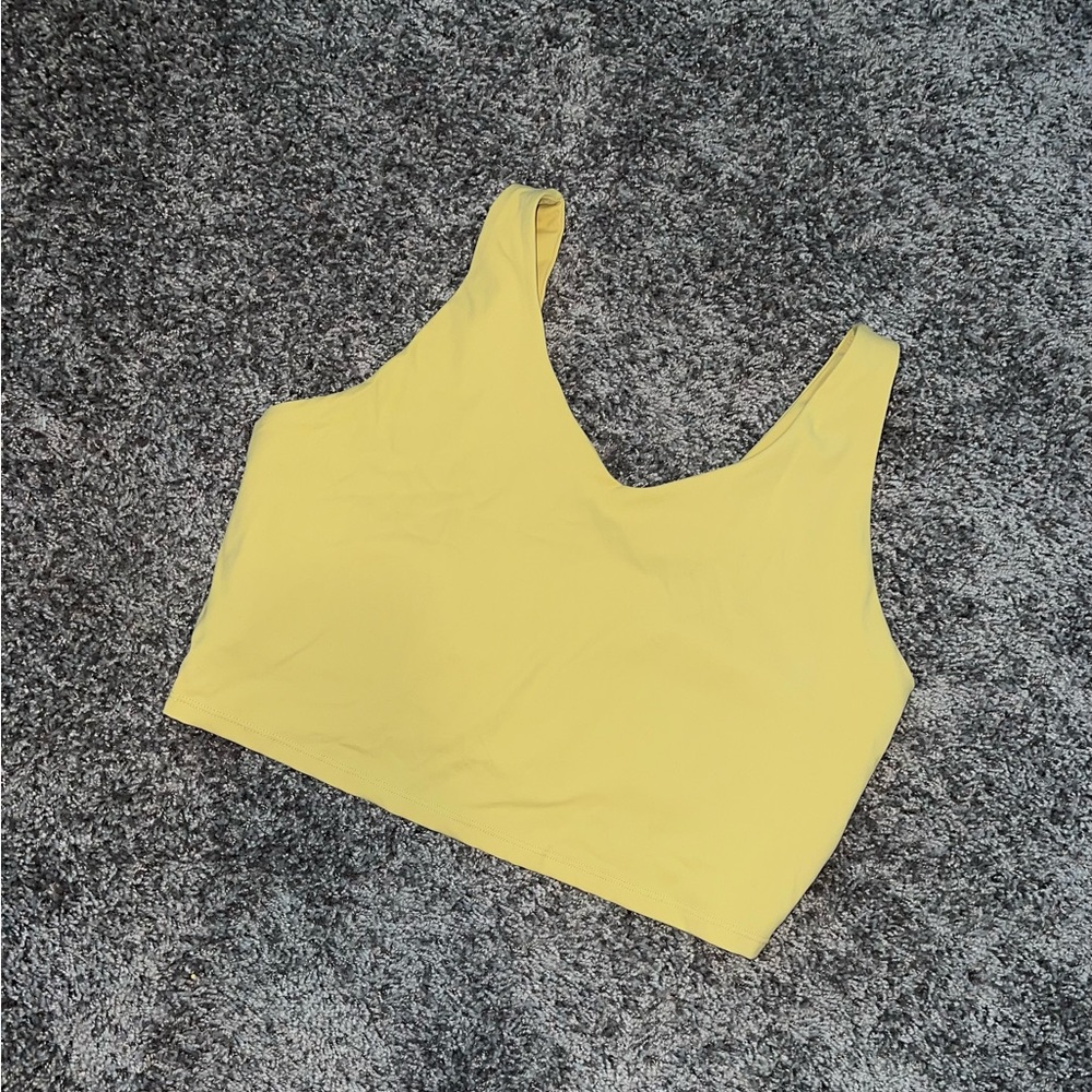 Wondery Outdoors yellow active crossover crop tank